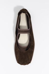 Dark brown suede and tricot ballerina