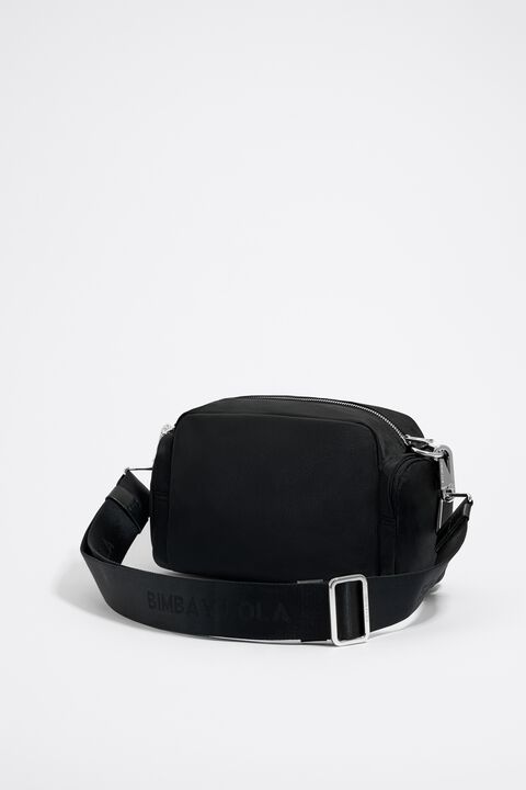 M black nylon crossbody bag with flap