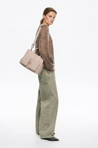 Large stone nylon Pocket handbag