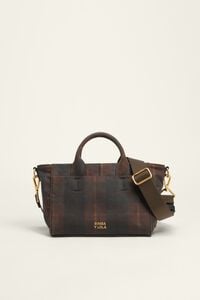 Sac bandouli&egrave;re Pocket moyen tartan marron chasse