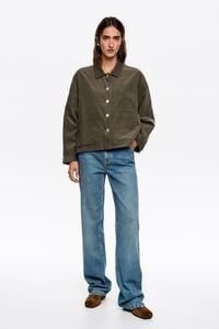 Khaki straight denim jacket