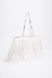 Large white raffia-effect shopper bag