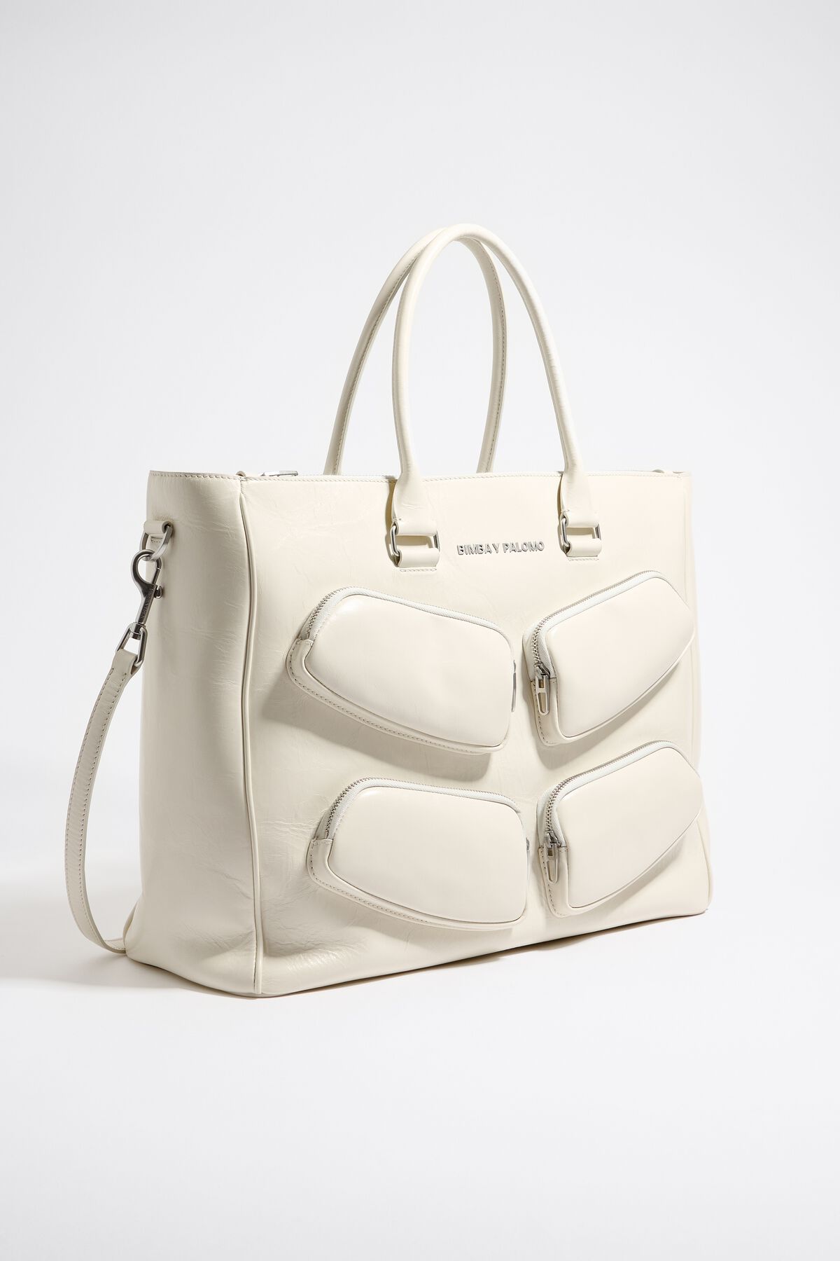 XXL off-white leather Pocket tote bag