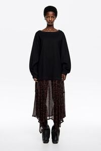 Dark brown Big Leopard 2 in 1 dress with asymmetric skirt