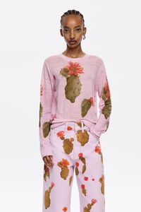 Jersey lino Cactus rosa