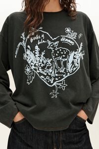 Faded black long sleeve Glimmers logo T-shirt