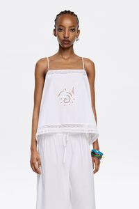 Top tirantes bordados blanco