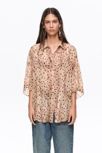 Watercolor Dots short-sleeve pleated shirt