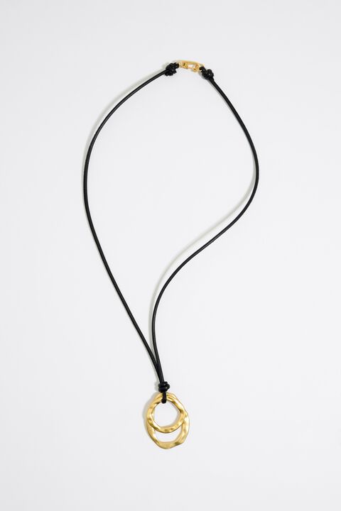 Golden leather cord necklace