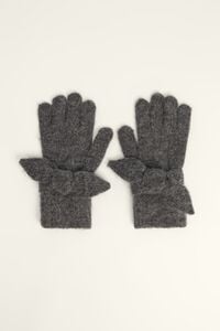 Gray wool blend bow glove