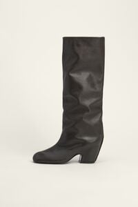 Bota alta tac&oacute;n piel marr&oacute;n oscuro