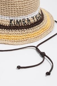 Raffia-effect hat with multicolor stripes