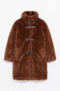 Camel faux fur coat