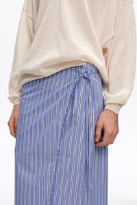 Straight blue striped sarong skirt