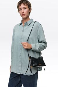 Small black leather crossbody bag