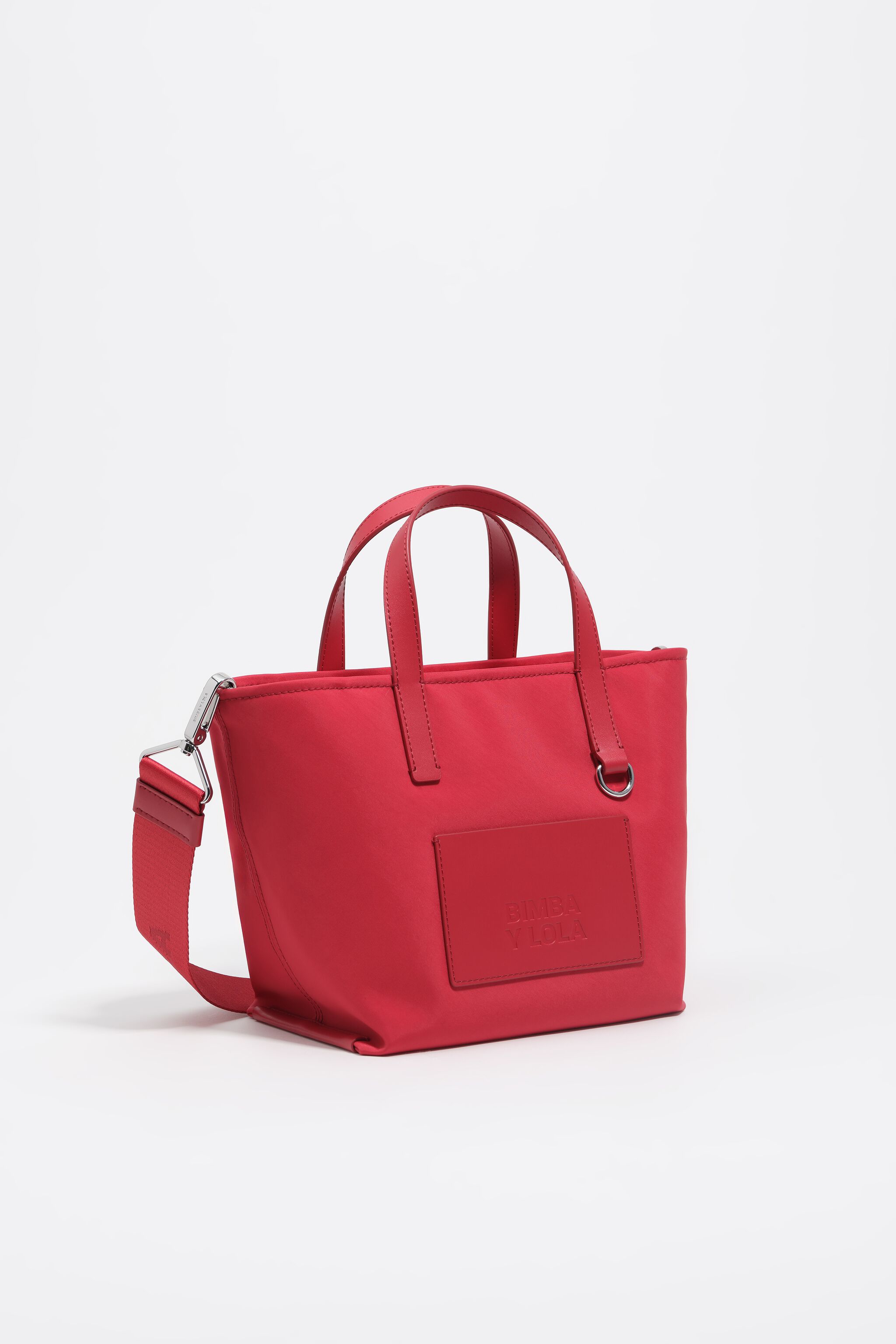 Small red nylon shopper bag
