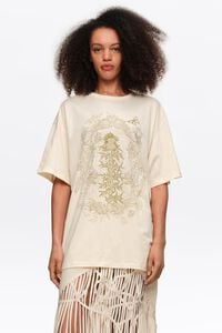 Ivory contrasting relief logo T-shirt