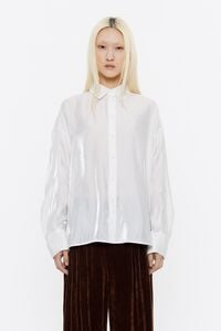 Camisa recta viscosa brillante blanca