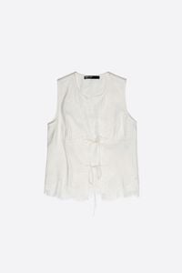 Camisa sisa encajes y cordones blanca