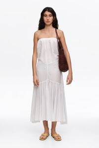 White ruched strapless dress