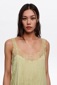 Jurk bandjes kant Dots mini olijf