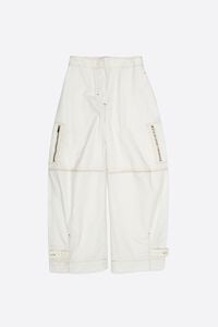 Adjustable barrel leg trousers, off-white washed cotton