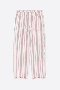 Pantalón jogger lino desflecado rayas marfil