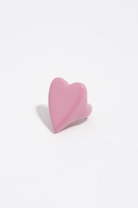 Pink lacquered heart ring