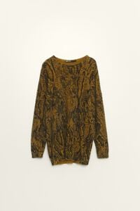 Long khaki reptile fur sweater