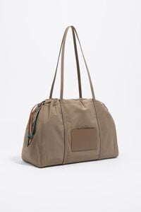Large taupe nylon shoulder bag