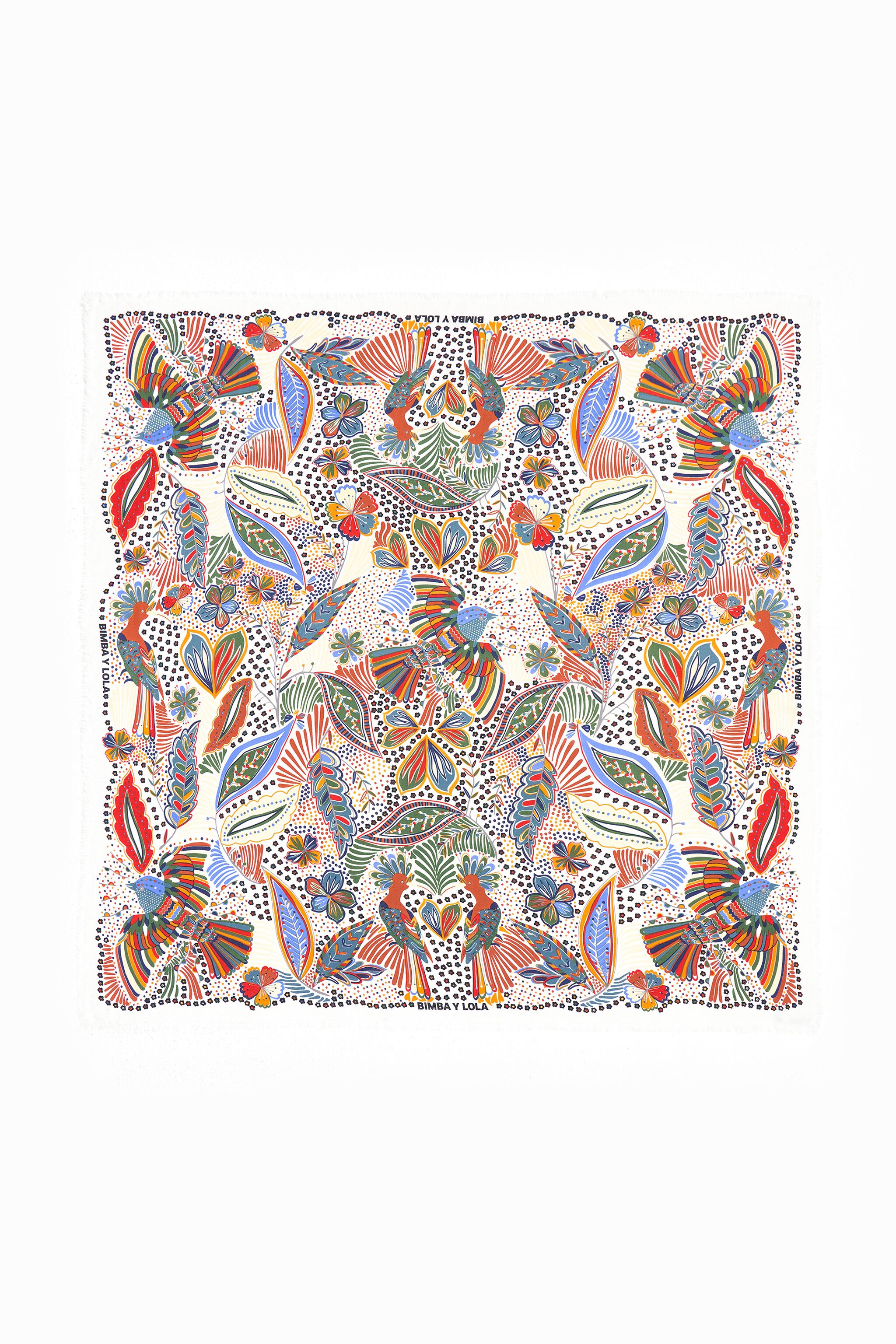 White English flowers shawl