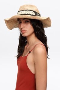 Raffia embroidered band hat