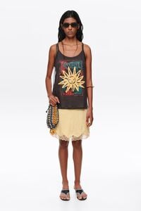 Positional Sun anthracite linen top