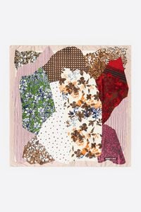 Brown collage print scarf