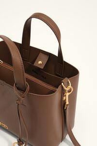 Medium golden brown leather Chihuahua tote bag