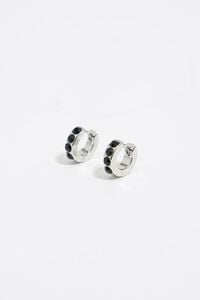 Pendientes aro mini cristales plateados