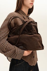 Large dark brown coated shopper bag