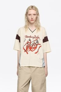 Ivory ballerinas logo raglan T-shirt