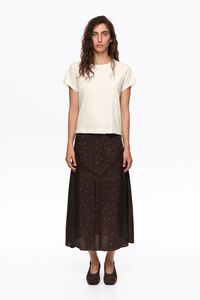 Romantic Sweet blue floral A-line skirt with lace