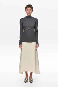 Ivory double-faced wool A-line skirt