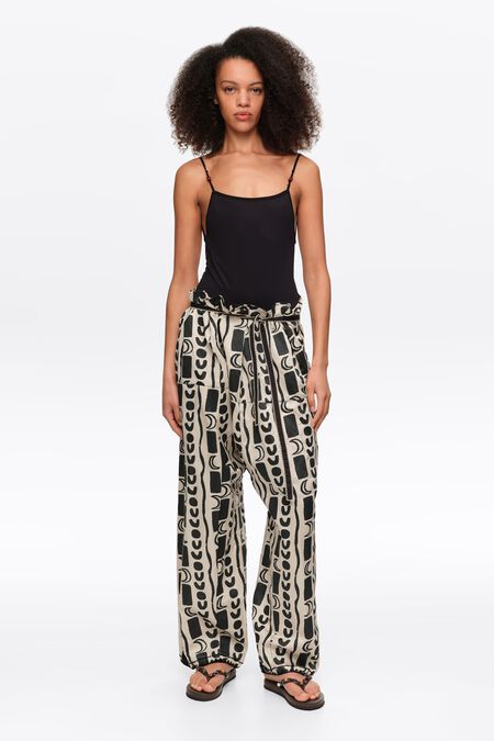 White fluid square-fit trousers with Moon stripes