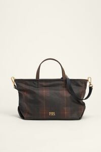 Sac shopping tartan marron chasse de taille moyenne