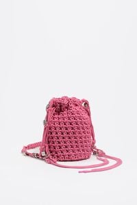Mini mala crochet bucket entran&ccedil;ada rosa-escuro