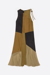 Camel patchwork fluid dress