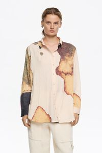 Camisa arrugada fluida Abstract amarillo claro