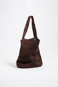 Large plaited raffia bag in walnut