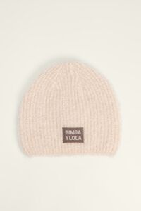 Ivory lurex blend knit hat