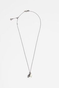 Collar caracola y perla plateado envejecido