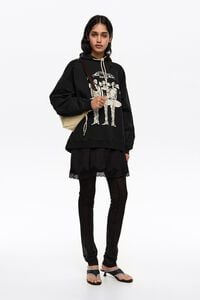 Washed black Dancers logo hooded sweatshirt