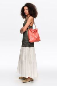 Medium coral leather Paper crossbody bag